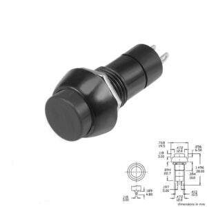 INTERRUPTOR REDONDO OFF-ON Ø19.5mm 1Co 1A/125V CHASIS NEGRO