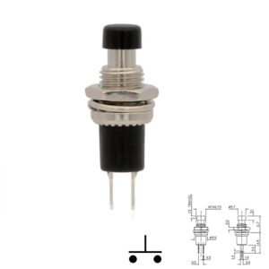PULSADOR MINI OFF-ON ABIERTO (NO) 0.5A/250VAC M7 NEGRO