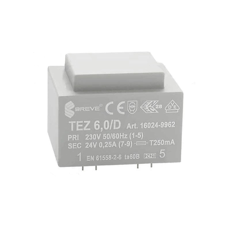 TRANSFORMADOR ENCAPSULADO AC 230V / 24VAC / 6VA PCB