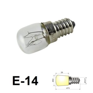 LAMPARITA DE FILAMENTO Ø22mm E14 AC 220V 25W HORNO/FRIGO