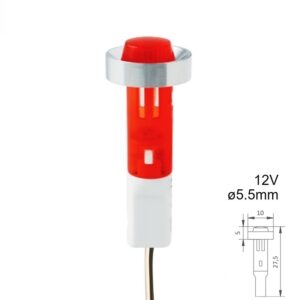 PILOTO LED 12V Ø5.5mm SERIE D-185 ROJO CON CABLE