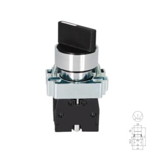 CONMUTADOR 3 POSICIONES PANEL Ø22mm 220V D7807 MANDO NEGRO