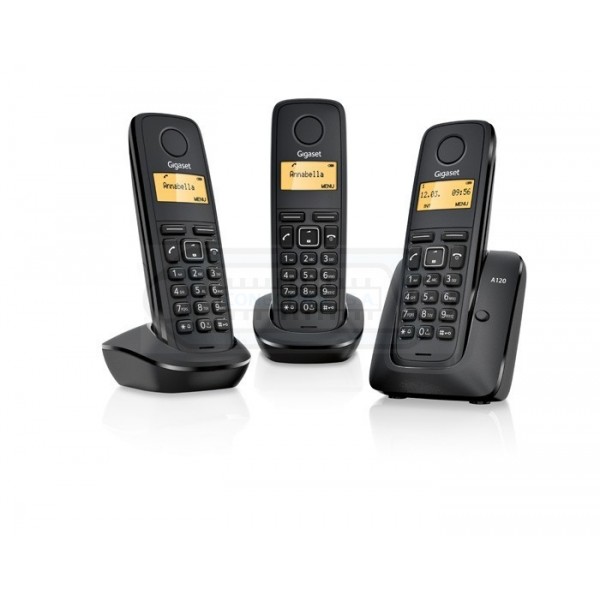 TELÉFONO INALÁMBRICO GIGASET A120 DECT TRIO NEGRO