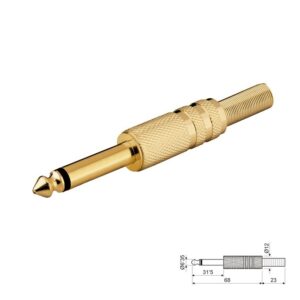 CONECTOR JACK 6.35mm MACHO MONO RECTO METAL DORADO