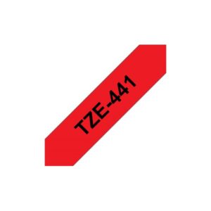 CINTA LAMINADA BROTHER 18mm NEGRO/ROJO 8m