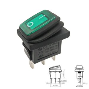 INTERRUPTOR ESTANCO RECTANGULAR ON-OFF 6A/250V LUZ VERDE PANEL