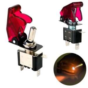 INTERRUPTOR PALANCA ON-OFF LED ROJO12V CON PROTECTOR