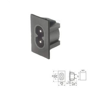 BASE DE RED IEC 60320 C8 MACHO CHASIS PRESION NO POL.