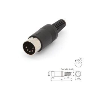 CONECTOR DIN 5 PINES MACHO AÉREO 45º SOLDAR