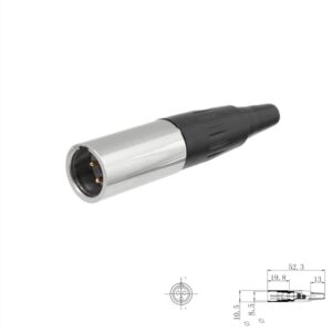 CONECTOR MINI XLR 3P MACHO AÉREO RECTO