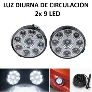 LUCES LED CIRCULACIÓN DIURNA COCHE 12V 9xLED 6000K BLANCO