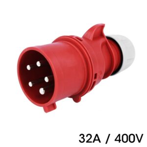 CONECTOR CETAC 3P+N+PE MACHO 32A 400V AC IP44 ROJO