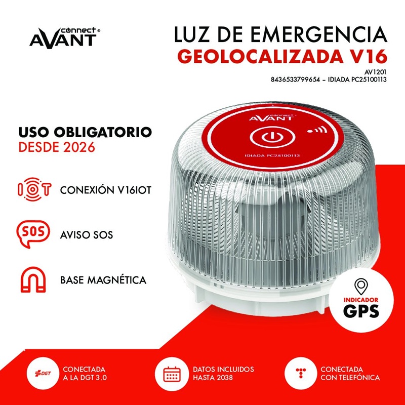 LUZ DE EMERGENCIA V16 IoT GEOLOCALIZADA AVANT DGT 3.0 TELEFÓNICA TECH