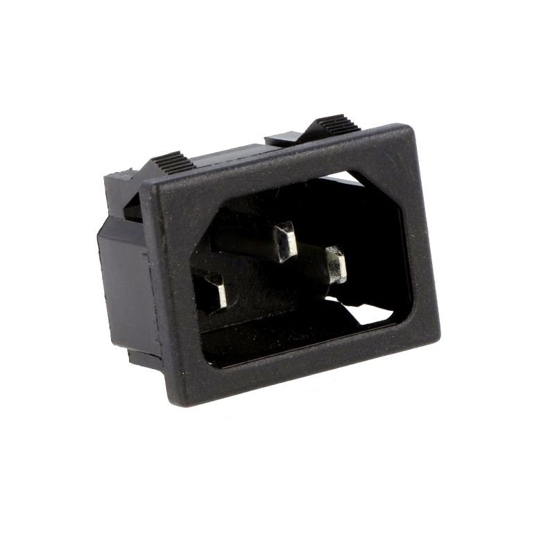 BASE IEC C14 MACHO 10A/250V PANEL PRESIÓN FASTON 6.3mm
