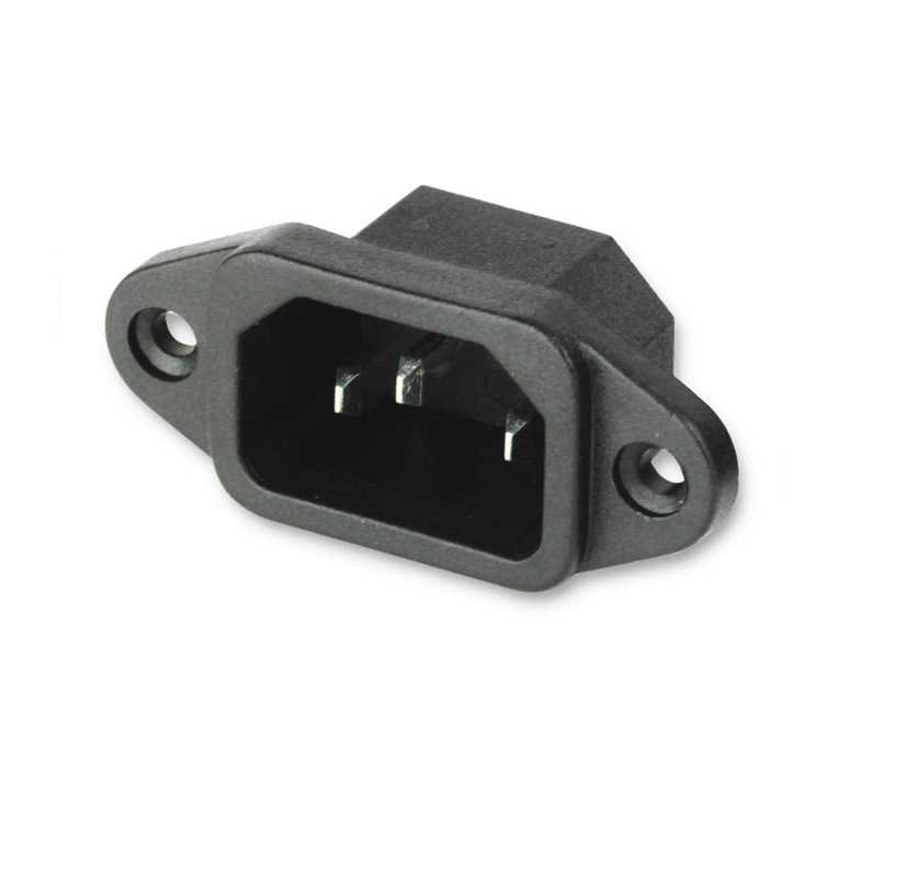 BASE IEC C14 MACHO 10A/250V PANEL TORNILLO FASTON 4.8mm