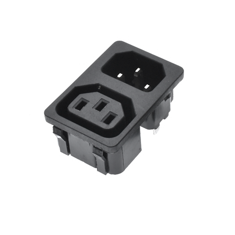 BASE IEC DOBLE C13 - C14 (H-M) PANEL PRESIÓN FASTON 4.8mm