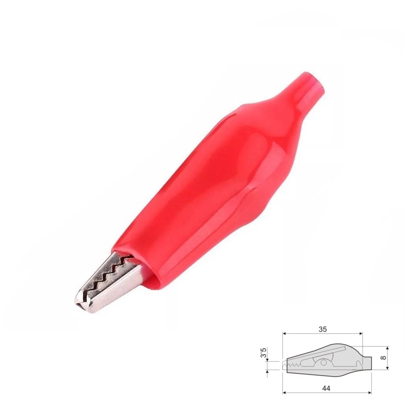 PINZA COCODRILO AISLADA 35x8mm MK-604 ROJA