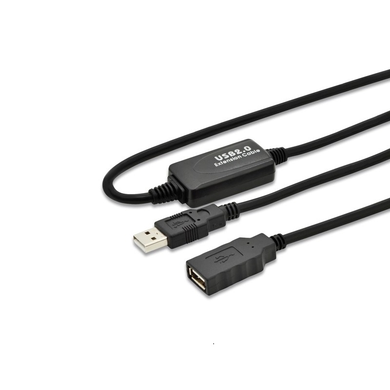 CABLE USB-A 2.0 ALARGADOR M-H AMPLIFICADO DIGITUS NEGRO 15m