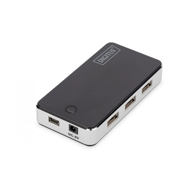 HUB USB 2.0 DIGITUS 7 PUERTOS ALIMENTACIÓN EXTERNA NEGRO
