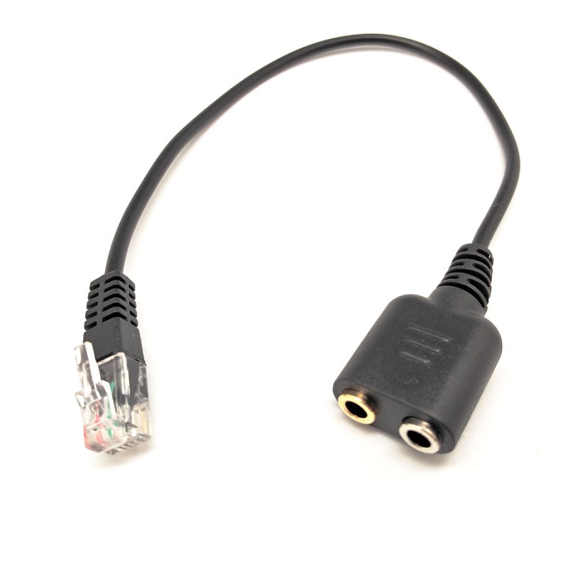 CABLE ADAPTADOR TELÉFONO RJ9 - 2x JACK 3.5mm  ESTÉREO 0,2M
