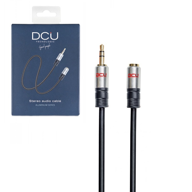 CABLE JACK 3.5mm MACHO - HEMBRA ESTÉREO DCU NEGRO 3m