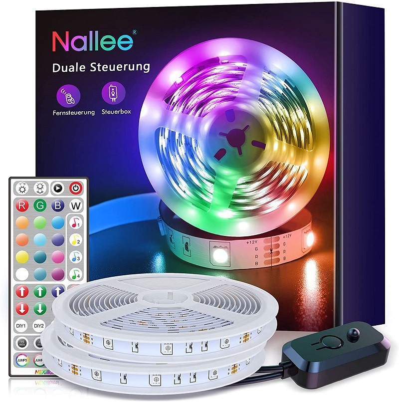 KIT 2 TIRAS LEDS RGB 12VDC ALIMENTADOR MANDO DUAL 15M