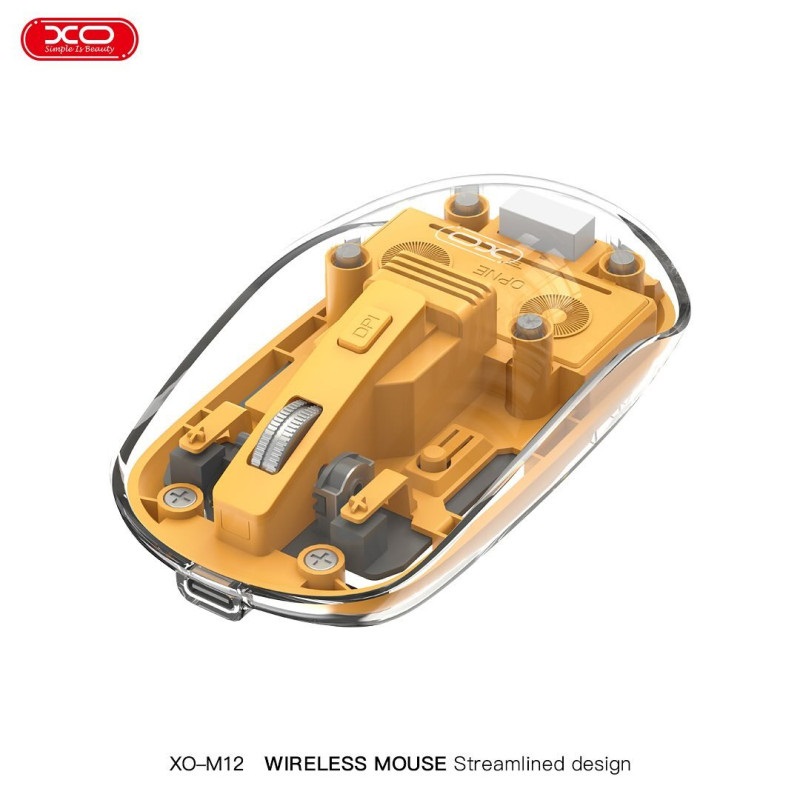 RATÓN INALÁMBRICO DUAL (2.4GHz + BT) XO M12 TRANSPARENTE NARANJA
