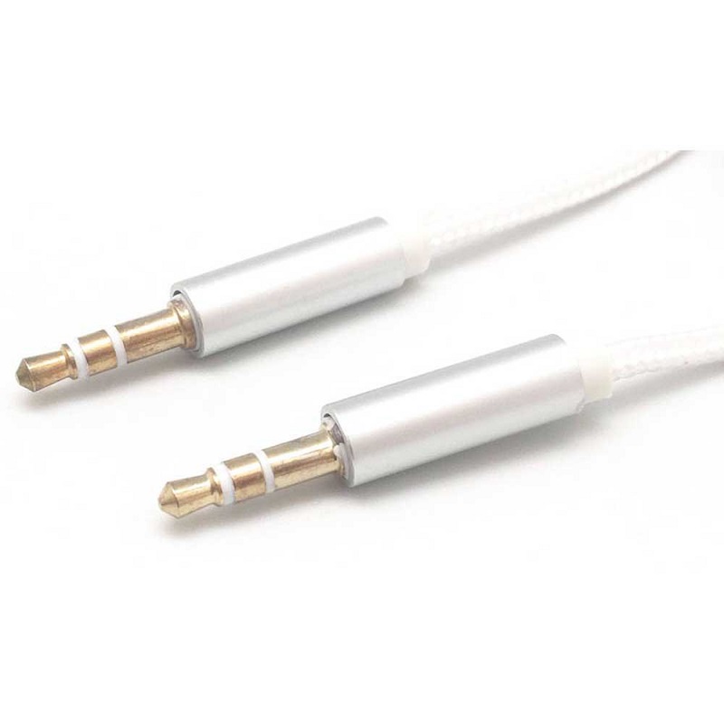 CABLE JACK 3.5MM ESTEREO M-M 0.5M ALUMINIO BLANCO