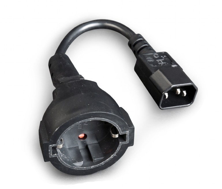 CABLE ADAPTADOR RED IEC C14 - SCHUKO HEMBRA 0.5m NEGRO