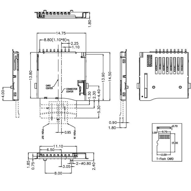 CONECTOR TARJETA MicroSD PUSH/PUSH C.I. SMD - Imagen 3
