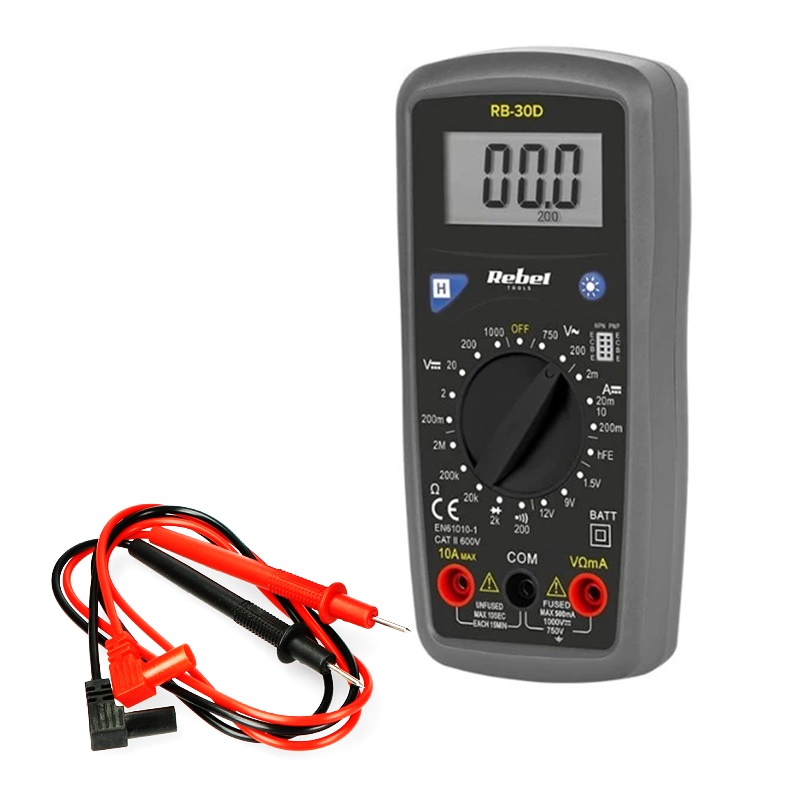 MULTÍMETRO DIGITAL DC 1000V/ AC 750V REBEL TOOLS RB-30D