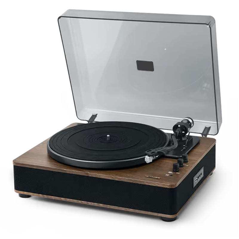 TOCADISCOS ESTÉREO MUSE MT-107B 2x5W, BLUETOOTH, USB, MADERA-NEGRO