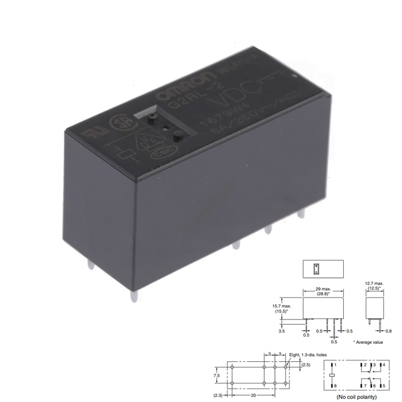 RELÉ DE POTENCIA OMROM G2RL-2 DC 12V (2Co) 8A PCB