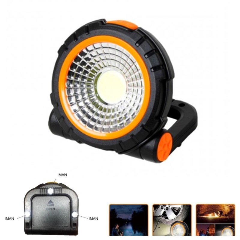 LINTERNA LED COB PROYECTOR 3W 6500K IMÁN PILAS (3x AAA) NEGRO