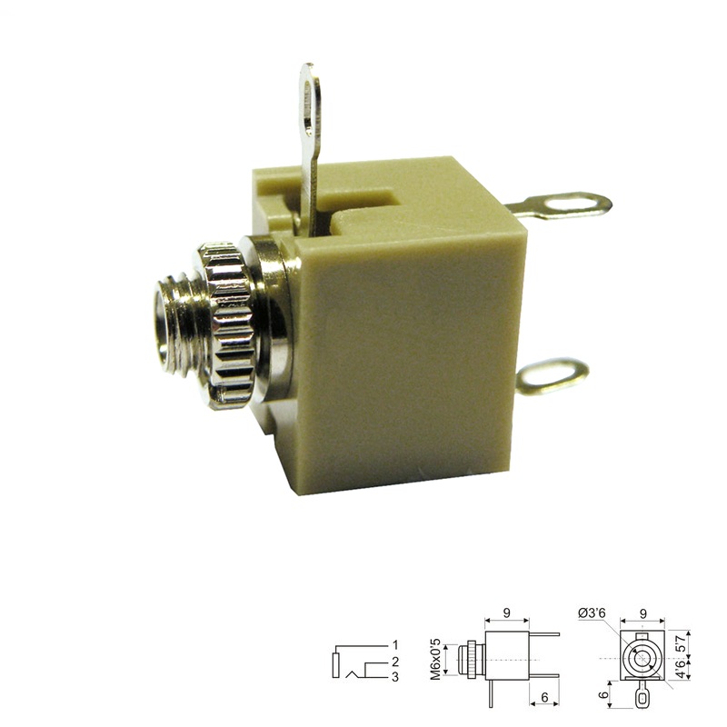 CONECTOR JACK 3.5mm HEMBRA MONO CHASIS CON DESCONEXIÓN