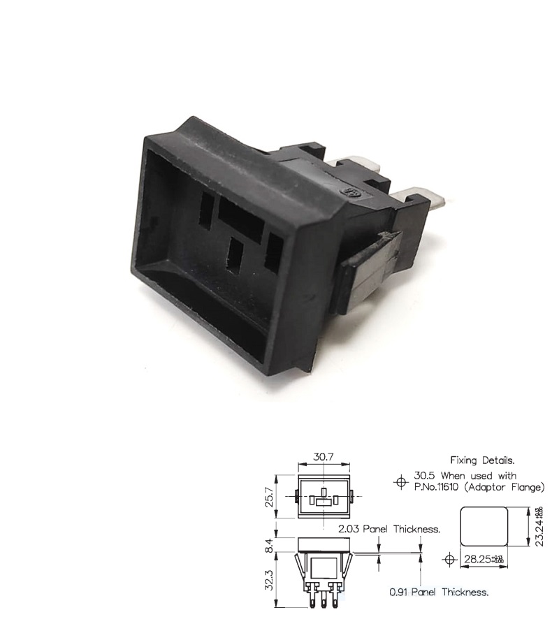 BASE RED 3P HEMBRA CHASIS PRESIÓN 6A/250V BULGIN PX0780