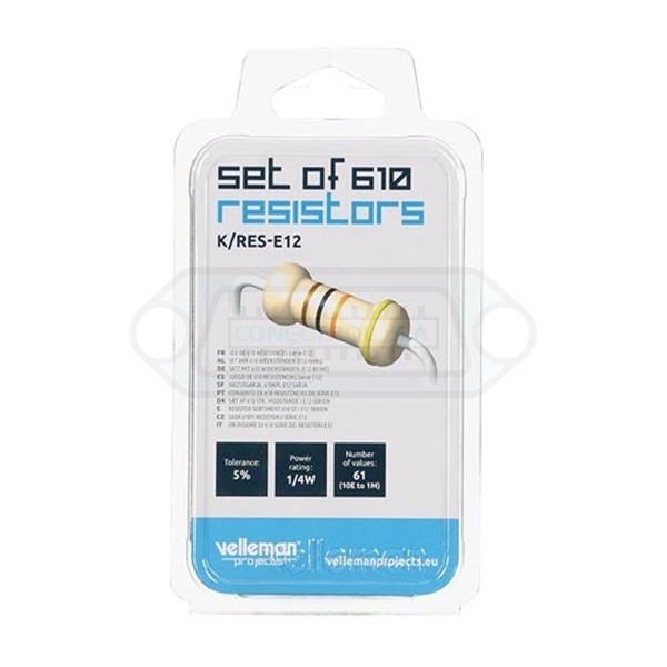 JUEGO DE RESISTENCIAS 1/4W 5% (SERIE E12) 610U.