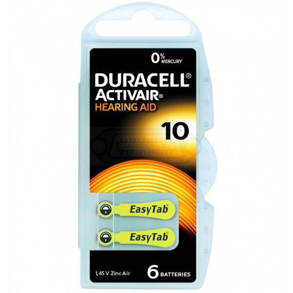 PILA AUDÍ­FONO DURACELL DA10 PACK 6U DA230