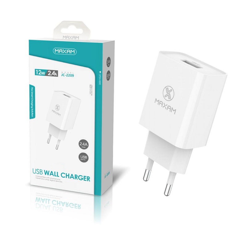 CARGADOR PARED USB-A 2.4A 12W COLOR BLANCO