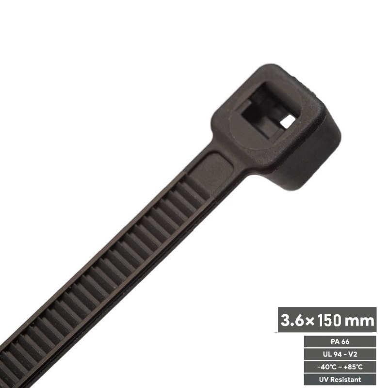 BRIDA DE NYLON 150x3.6mm (PA66) NEGRO