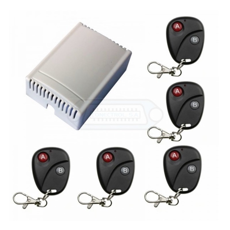 CONTROL REMOTO 2Ch RF 433MHz DC 12V 10A + 5 MANDOS