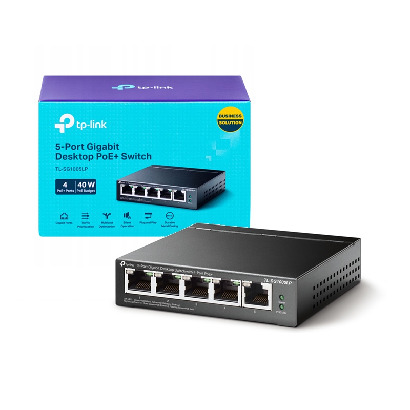 SWITCH PoE+ TP-LINK 5P GIGABIT (4P POE+) 40W AUTO METAL DESKTOP