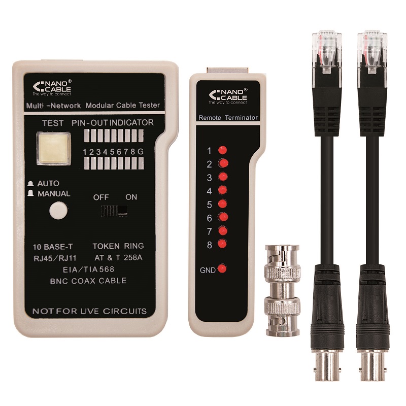 TESTER CABLE RED RJ45, RJ11, RJ12, BNC