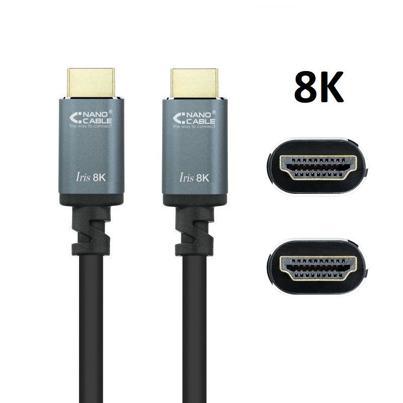 CABLE HDMI 2.1 IRIS M-M 8K @60Hz NEGRO/GRIS 5m