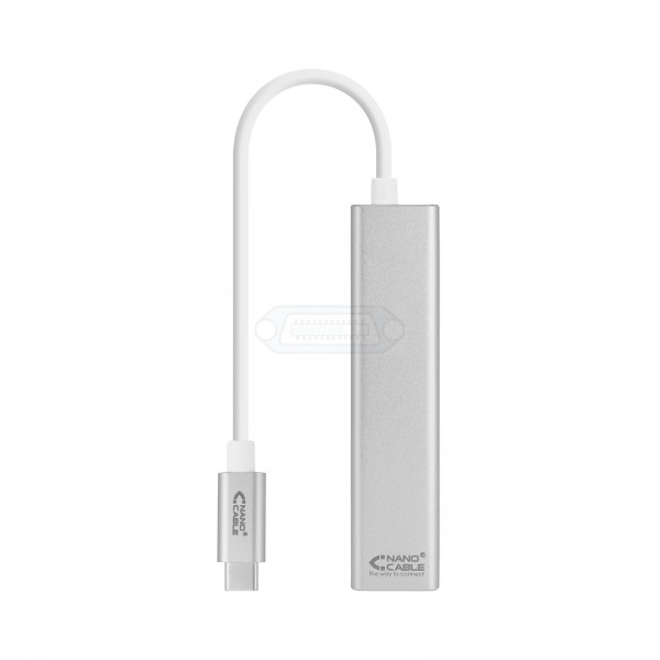 HUB USB-C 3.0 a ETHERNET GIGABIT + 3x USB-A 3.0 GRIS CABLE 0.15m
