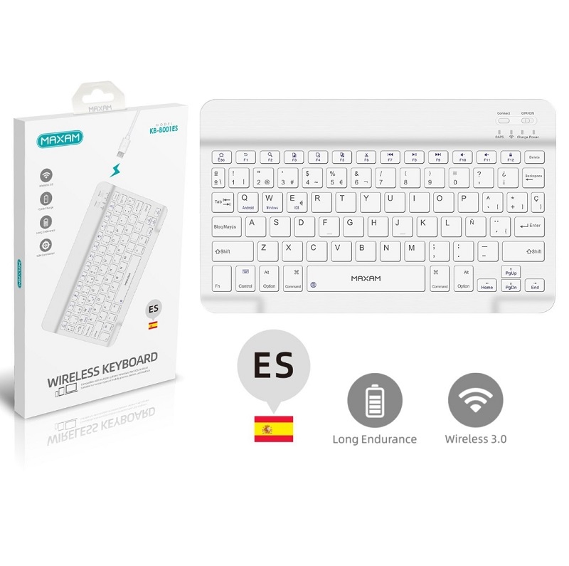 TECLADO INALÁMBRICO COMPACTO BLUETOOTH 3.0 ESPAÑOL BLANCO
