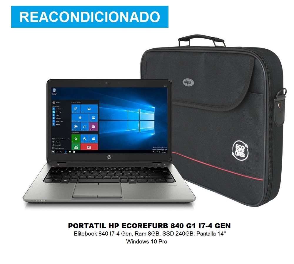 PORTÁTIL HP ECOREFURB ELITEBOOK 840 G1 I7-4 GEN 14" W10P 8GB 256SSD