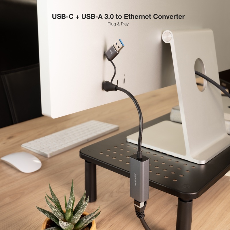 CONVERSOR USB 3.0 A/C MACHO A ETHERNET GIGABIT ALUMINIO 0.15m - Imagen 4