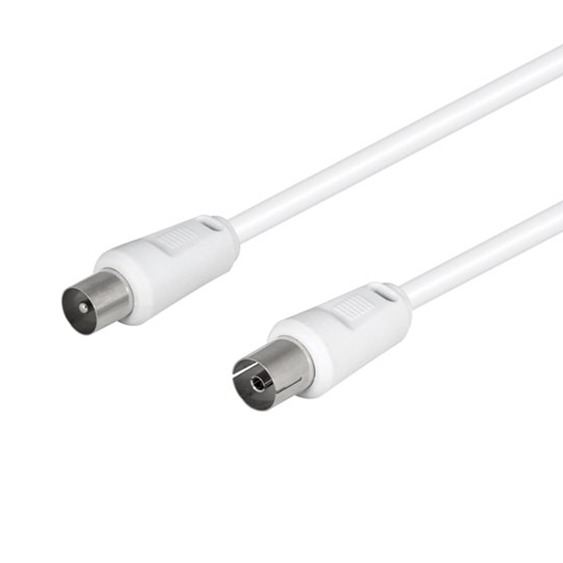 CABLE ANTENA TV MACHO - HEMBRA RECTO 1.5m BLANCO