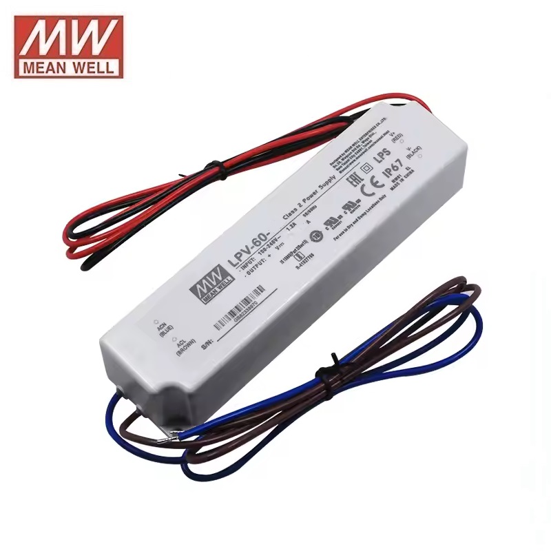 DRIVER LED IP67 DC 12V 5A 60W MEAN WELL VOLTAJE CONSTANTE
